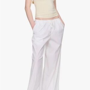 SKIMS White Wide-Leg Poplin Pants